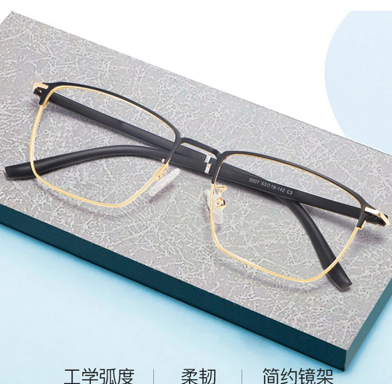 Fashion Business Glasses Frame for Men and Women Spectacles Alloy Metal Frame Eyeglasses with Recipe Prescription Opticals