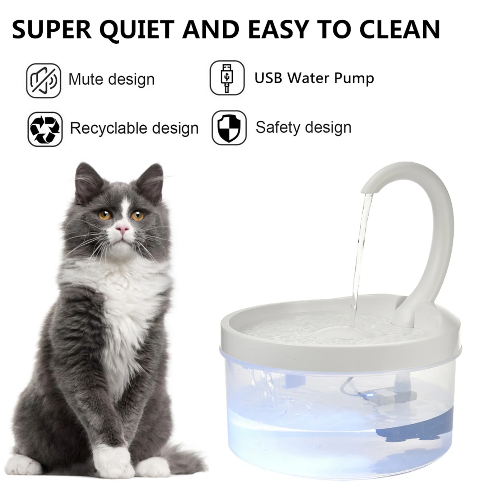 Electric Pet Water Fountain Cat Auto Cycle Water Dispenser Pet Automatic Drinking Fountain With LED Light For Cats Dogs Supplies