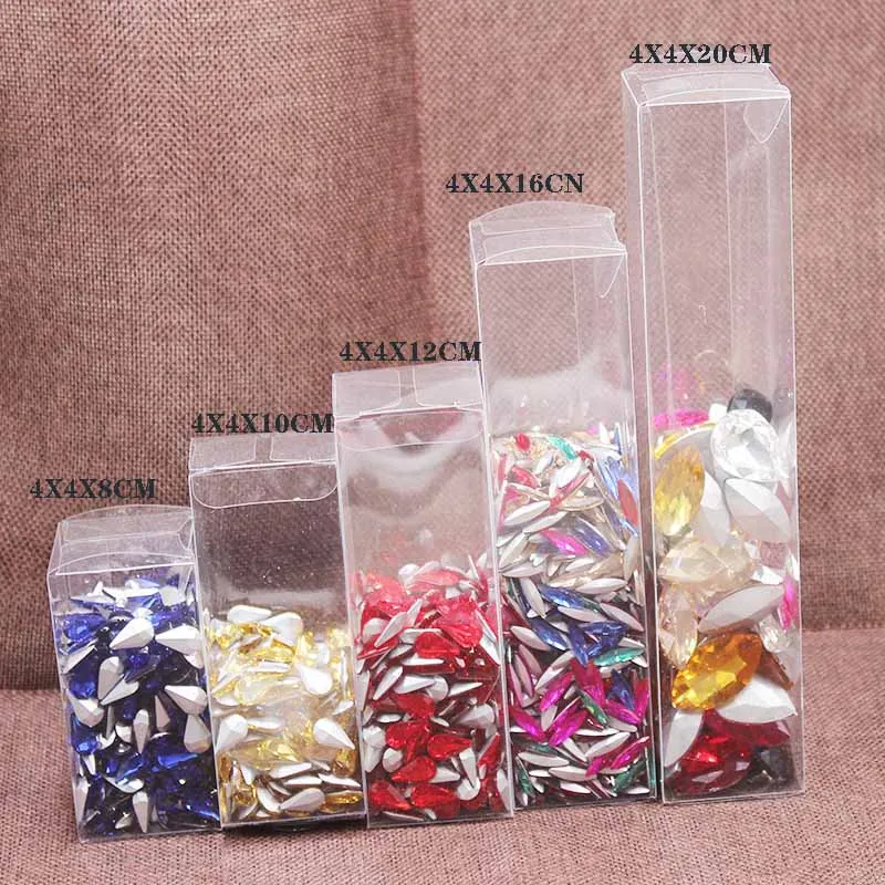 10pcs  4*4*10cm Transparent Clear PVC Box Packing Rectangle Gift Box Wedding Candy Box Candle Cosmetic Handmade Display Boxes