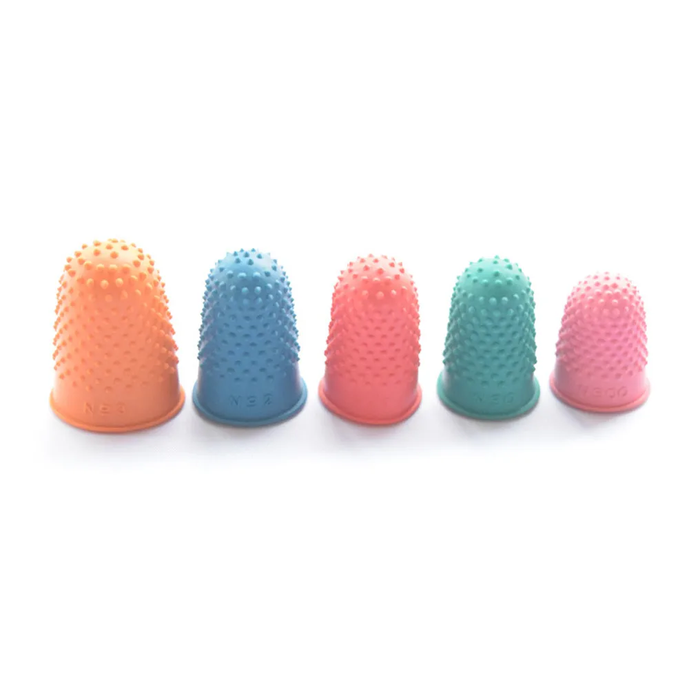 2022 5Pcs Multiple Color Reusable Finger Cover Protector Gloves Non-slip Rubber Needlework Sewing Accessories Nail Tool