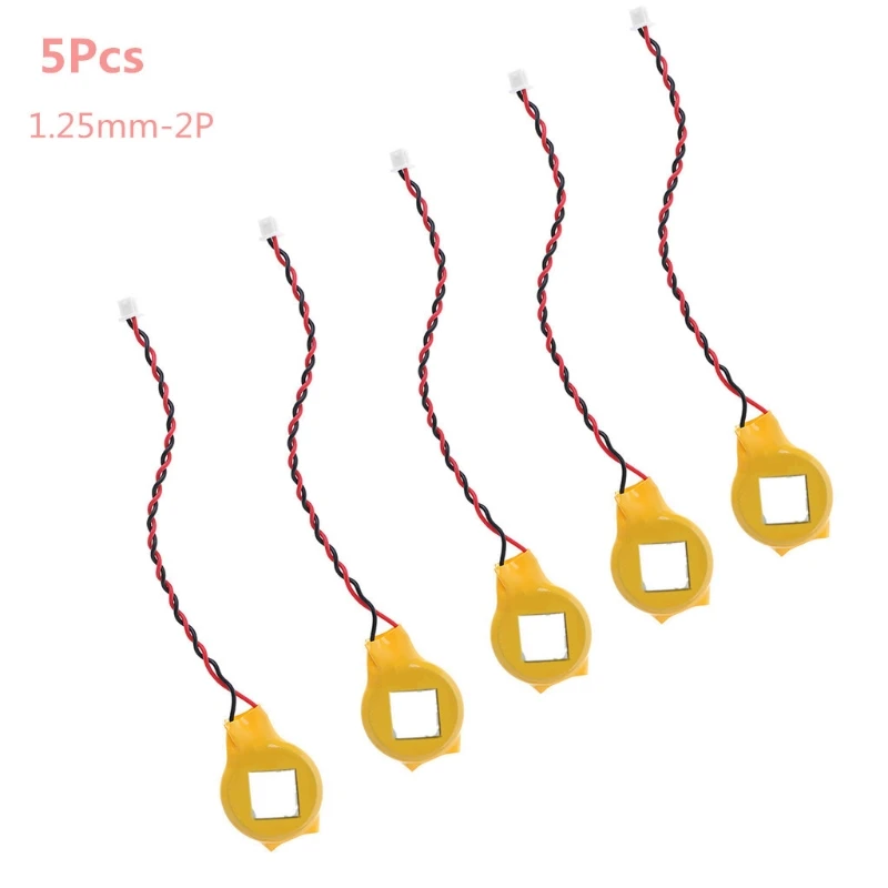 5 قطعة دفتر BIOS CMOS بطارية محمول مع لاصق CR2032 2P سلك