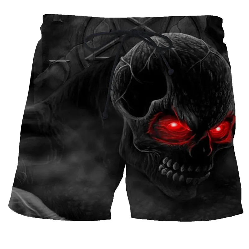 Hot Sale Skull Horror 3D Printe Beach Short Men's Shorts Anime Pants Quick-drying Street Clothing Black Short Casual short homme