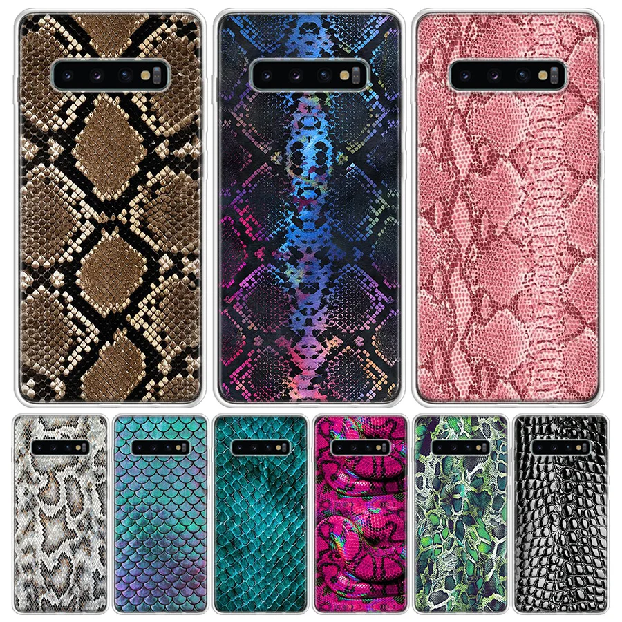 Custodia per telefono con chiamata in silicone da disegno con stampa in pelle di serpente rosa per Samsung Galaxy S23 S24 Ultra S21 S20 FE S22 S10 Plus S10E S9 S8 +