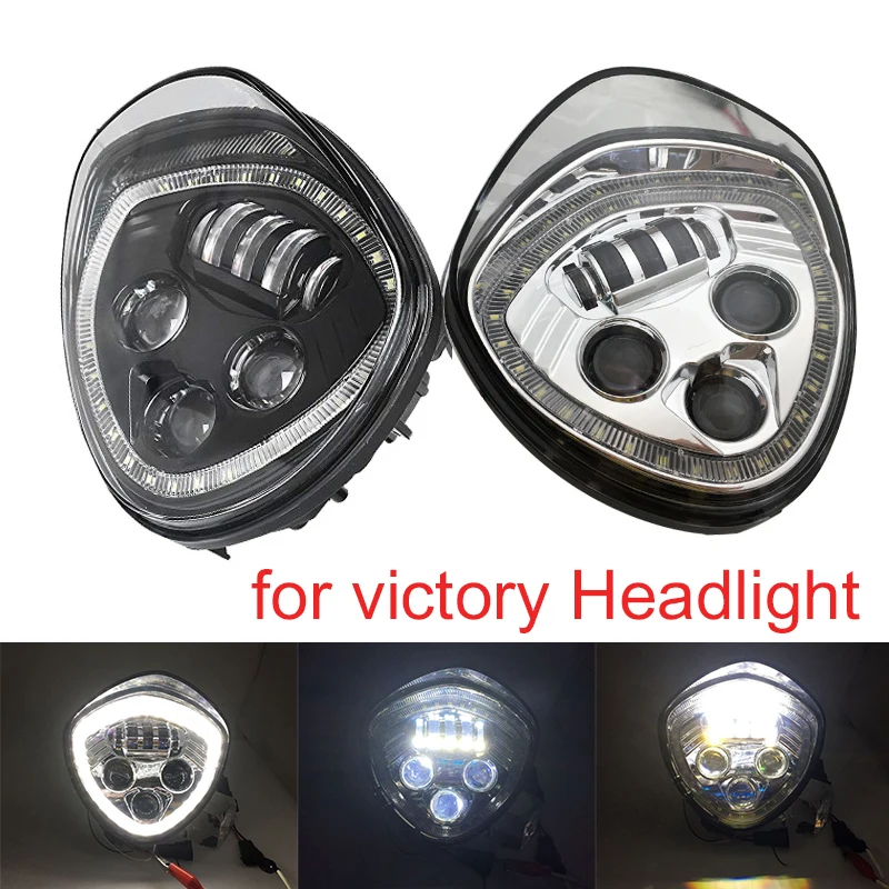 

Motorcycle LED Headlight High / low Beam for Victory Cross Country Vegas 8-Ball Cross Roads (Black Chrome)