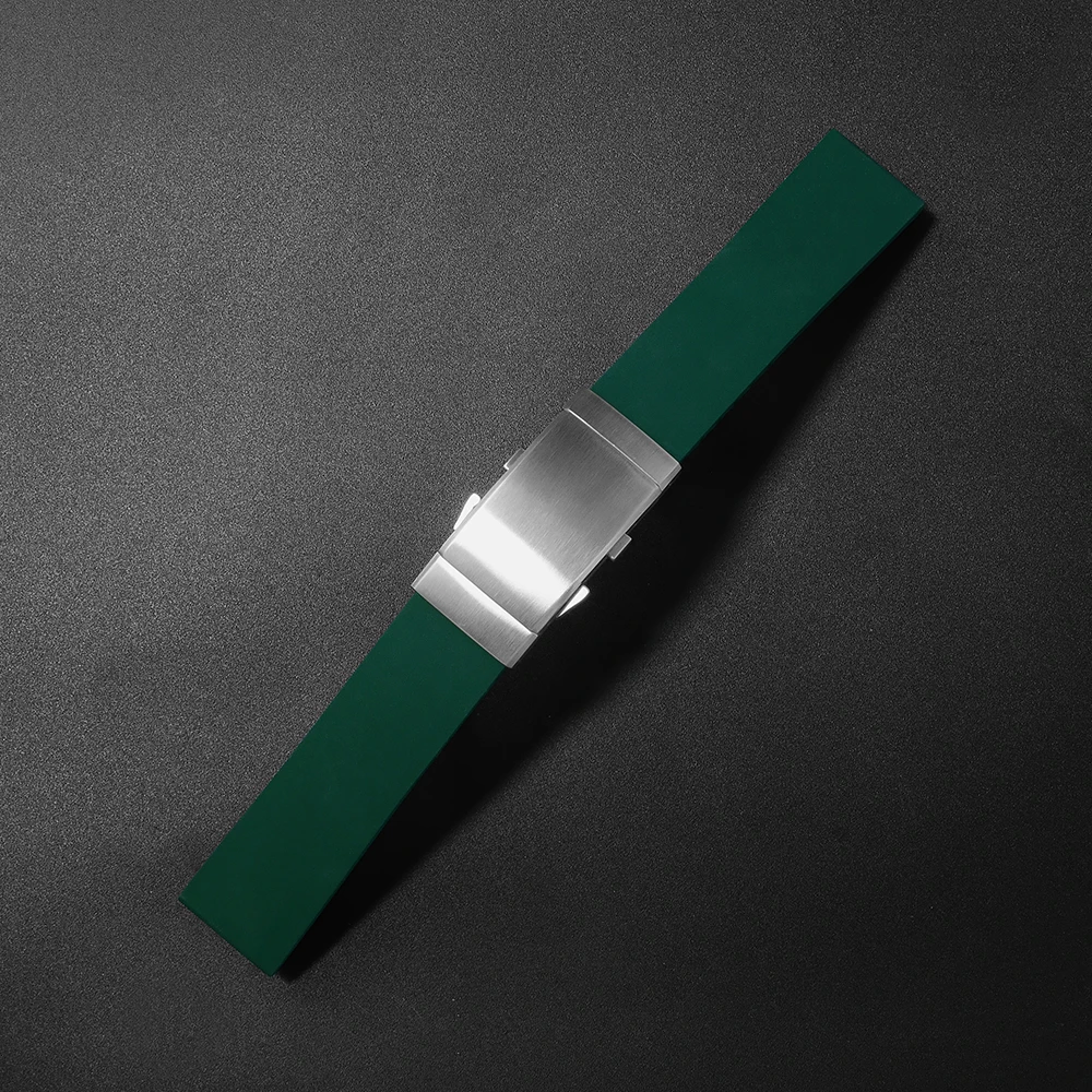 San Martin Uhrenarmbänder, Gummibänder, 20 mm, 22 mm, mit Faltschließe, Taucharmband, wasserdichter Handgelenkgürtel, weiches Armband, langlebig