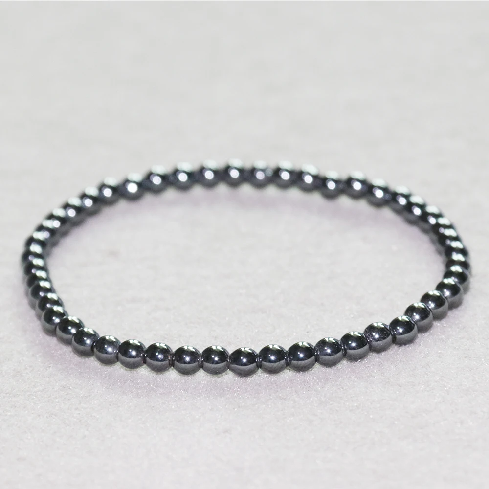 MG0008 Wholesale Natural 4 MM Hematite Bracelet Womens Mini Gemstone Jewelry