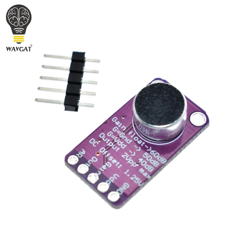 WAVGAT MAX9814 Microphone AGC Amplifier Board Module Auto Gain Control for Arduino Programmable Attack and Release Ratio Low THD