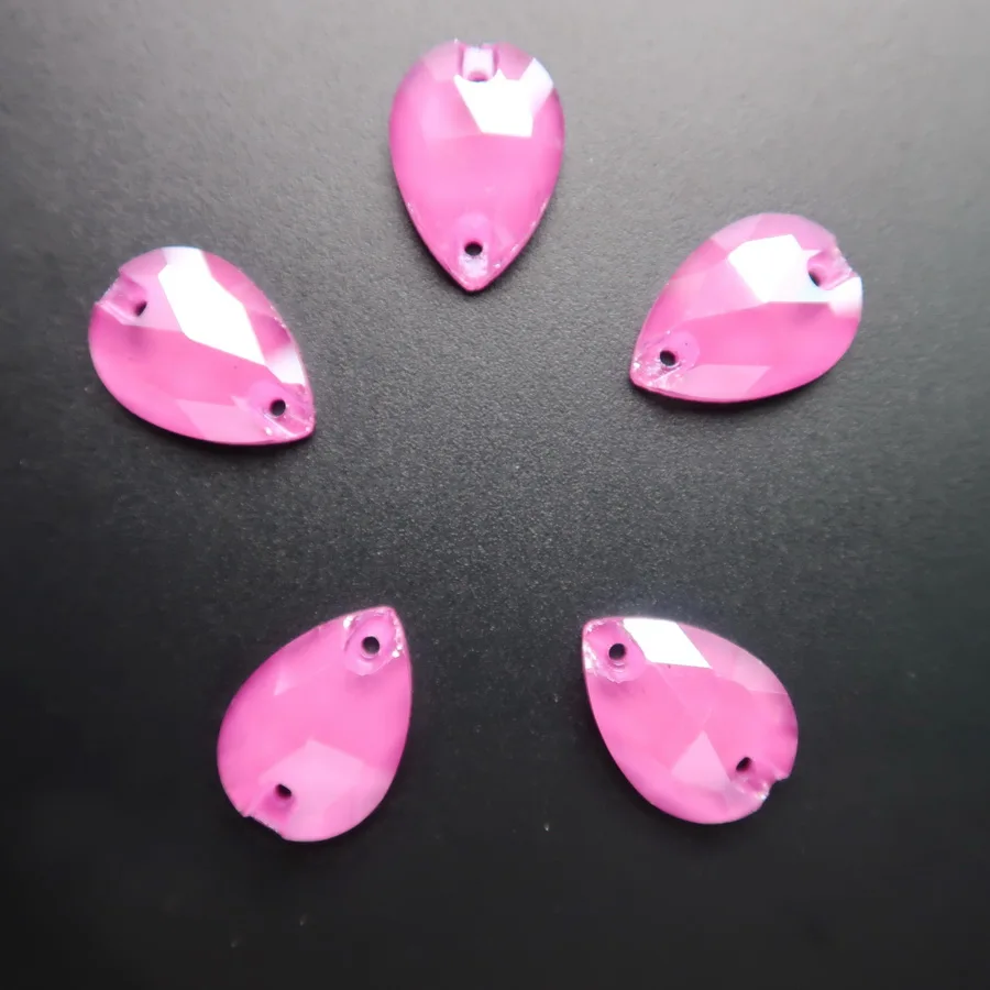 Geleeartige Kristallsteine in Tropfenform mit Flacher Rückseite und Zwei Löchern, 4 Größen, zum Aufnähen, für Kleidung, Schuhe, Taschen, DIY – Detail 8