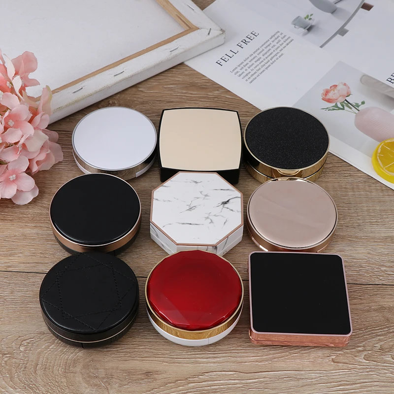 1PC Empty Air Cushion Puff Box Powder Sponge Mirror Portable Cosmetic Makeup Case Container for BB Cream Foundation DIY Box