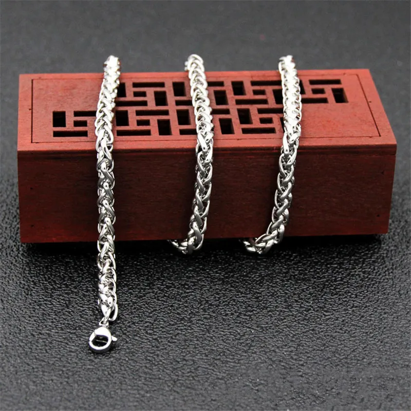 Wholesale Price Width 4MM Stainless Steel Chain Necklace For Men Fashion Hip-Hop Rock Style Gift Jewelry Titanium Steel Necklace