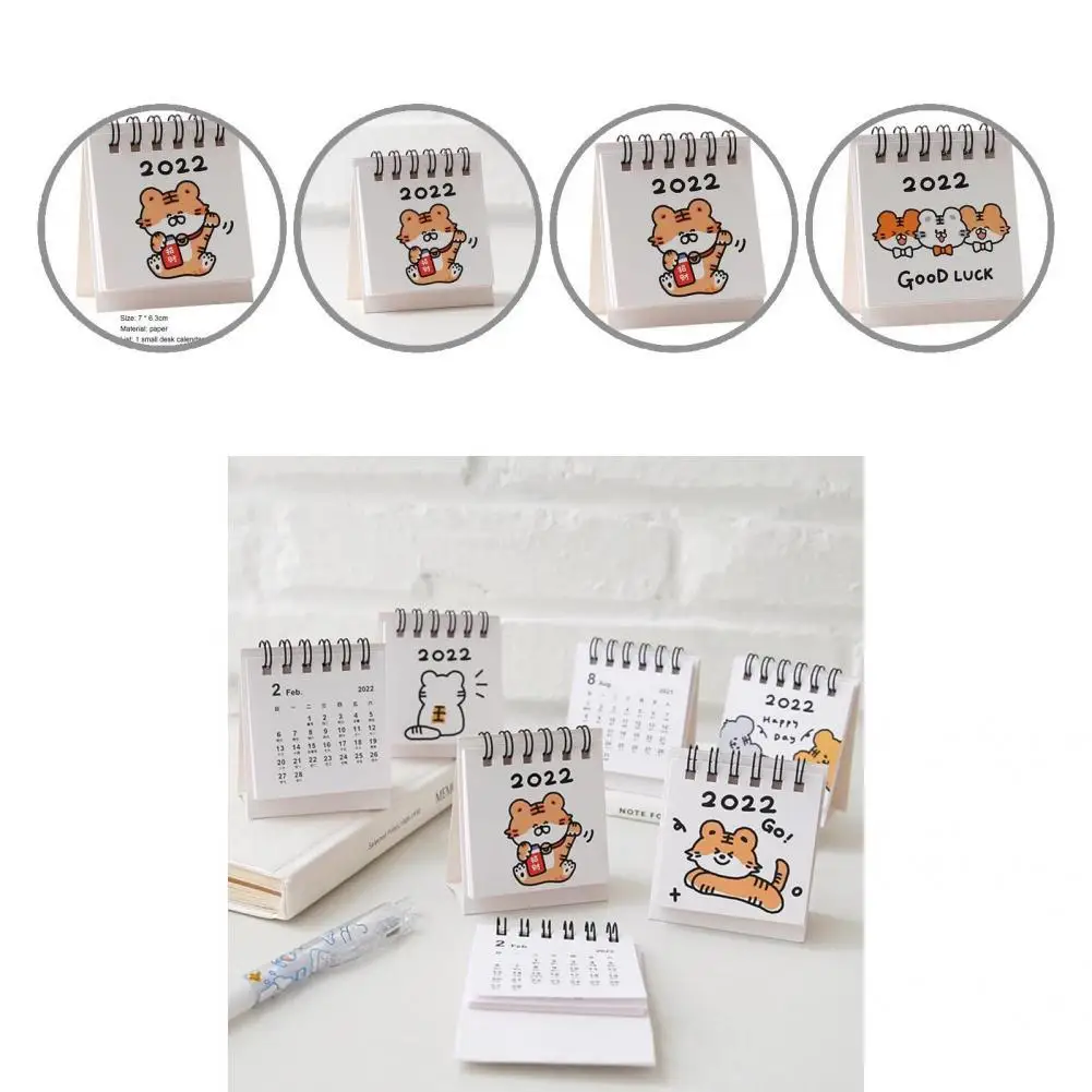 Long Lasting  Great 2022 Mini Stand Up Desktop Calendar Paper Calendar Agenda Cute   for Teacher