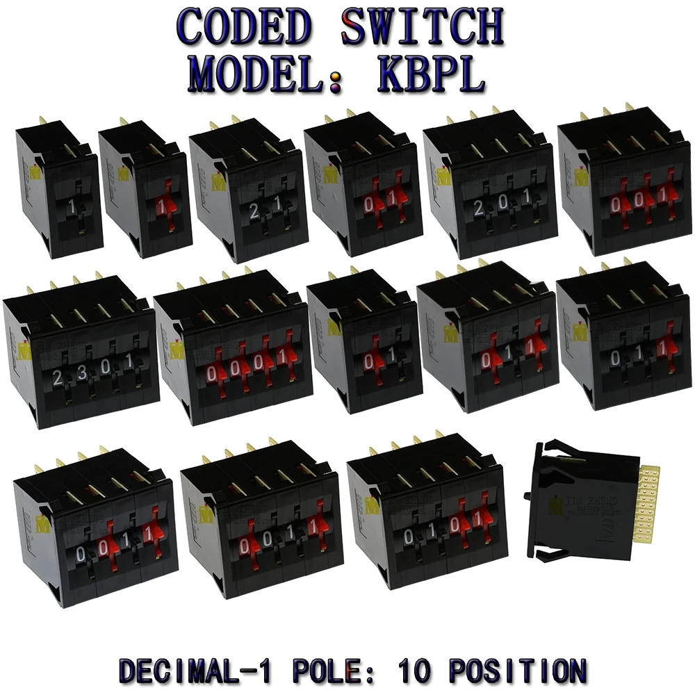 KBPL  BCD Code Binary Output  Switches/ThumbwheelSwitches 0-9C Gold Plated terminal block 0-9 Digits Decimal Code Black