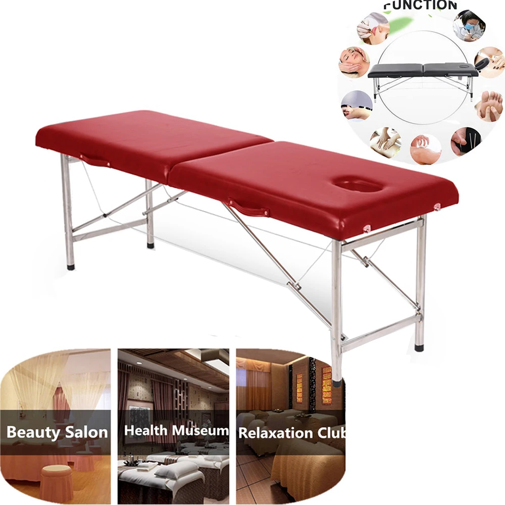 Folding Beauty Bed 180cm length 60cm width Professional Portable Spa Massage Tables Foldable with Bag Salon Furniture Wooden