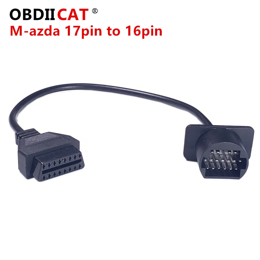 

Good Quallity Ma-zda 17 Pin 17Pin Male to OBD OBD2 OBDII 16 Pin 16Pin Female Car Connector Cable