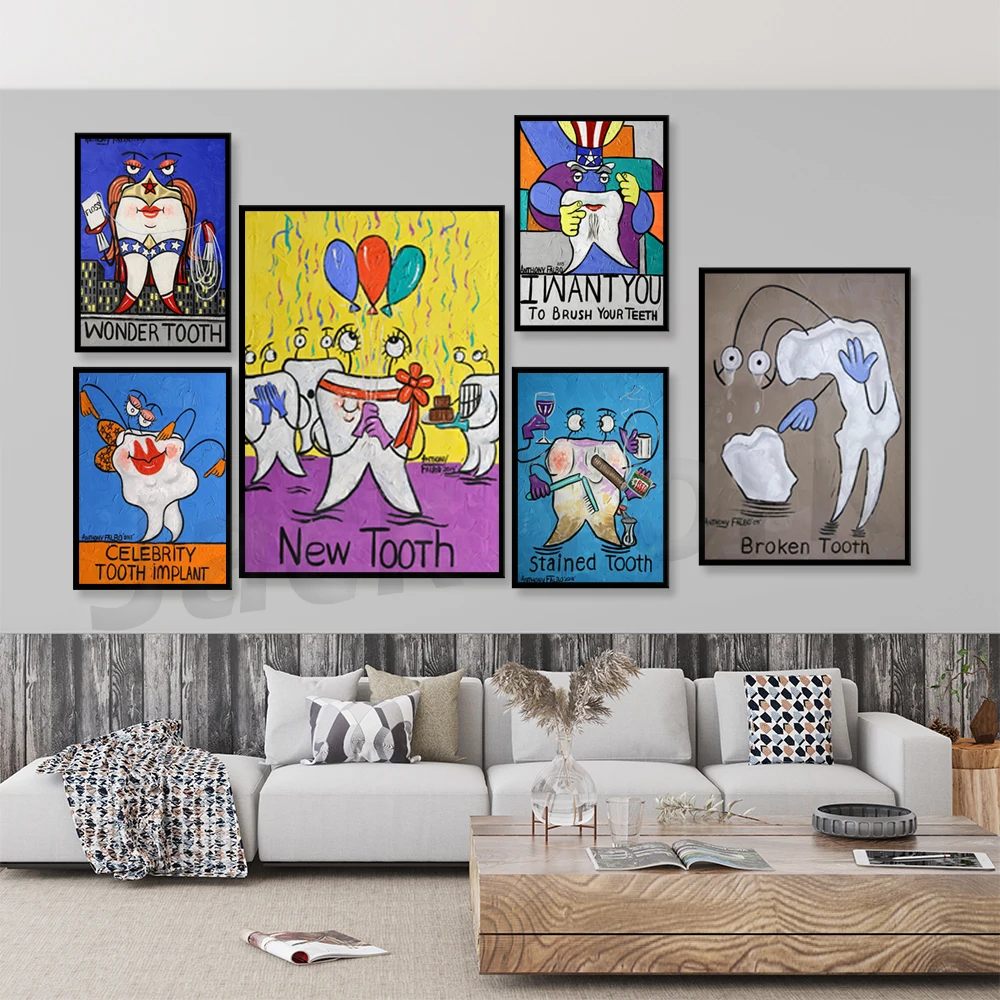 

Cartoon Child Teeth Treatment Oral Hygiene Educate Wall Art Canvas Painting Posters And Prints Dental Clinic Kid Wash Room Decor