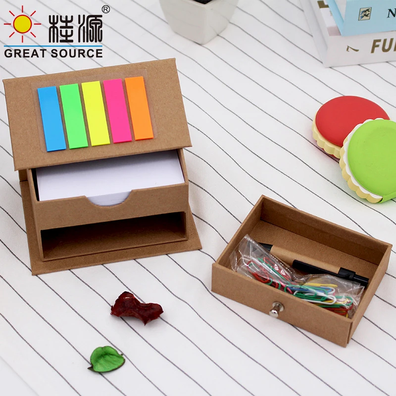 Componeren Memo Pad Set Twee Lagen Orgainzer Box Balpen Pins Notepad Stickers Kleur Bladwijzers Gift Set (2Sets)