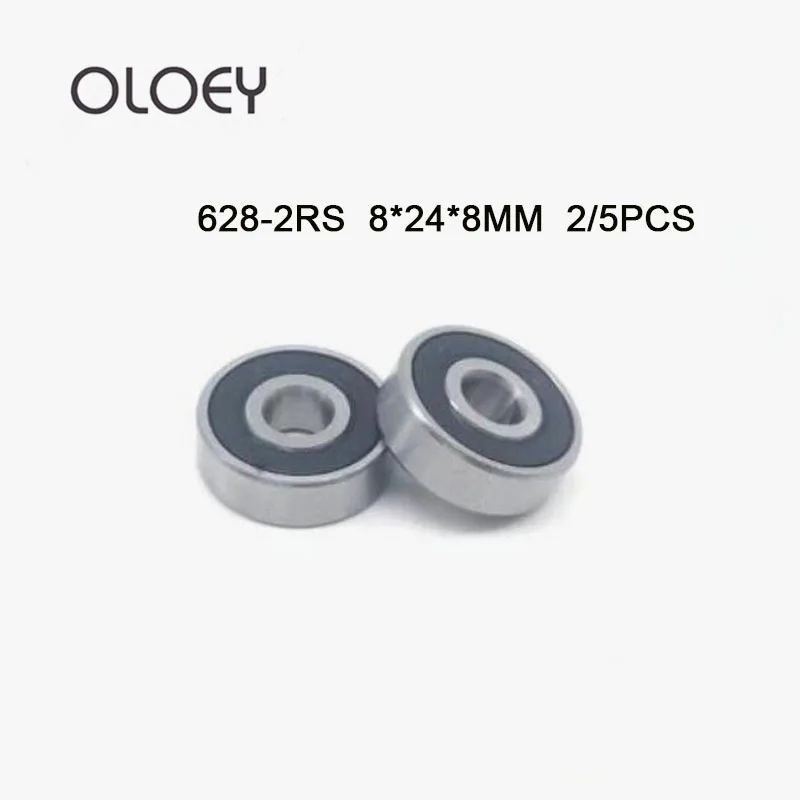 2/5PCS High quality ABEC-1 628 2RS 628RS 628-2rs 628 RS 8x24X8 mm Miniature double Rubber Seal Deep Groove Ball Bearing