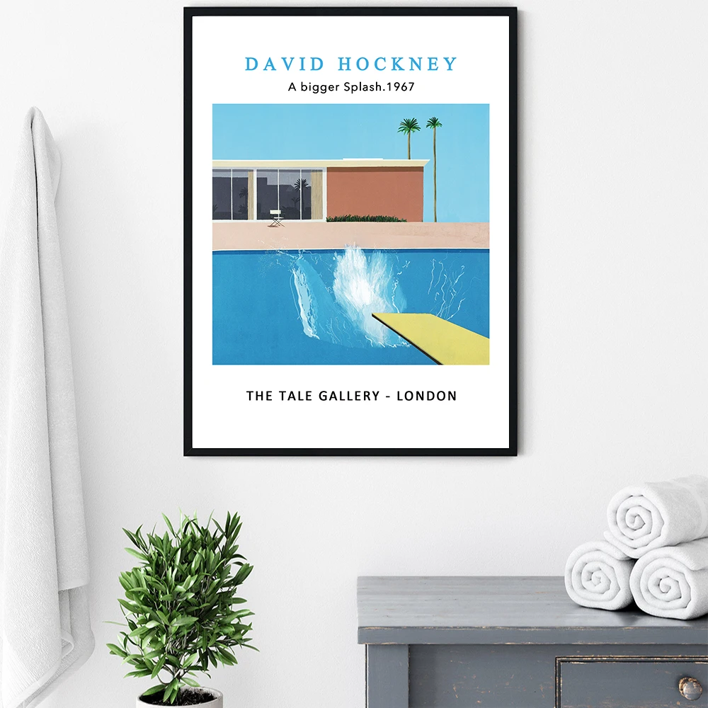 David Hockney Art Exhibition Poster A Bigger Splash Art Print Modern Minimalist David Hockney Print Hockney Office Home Wall Art