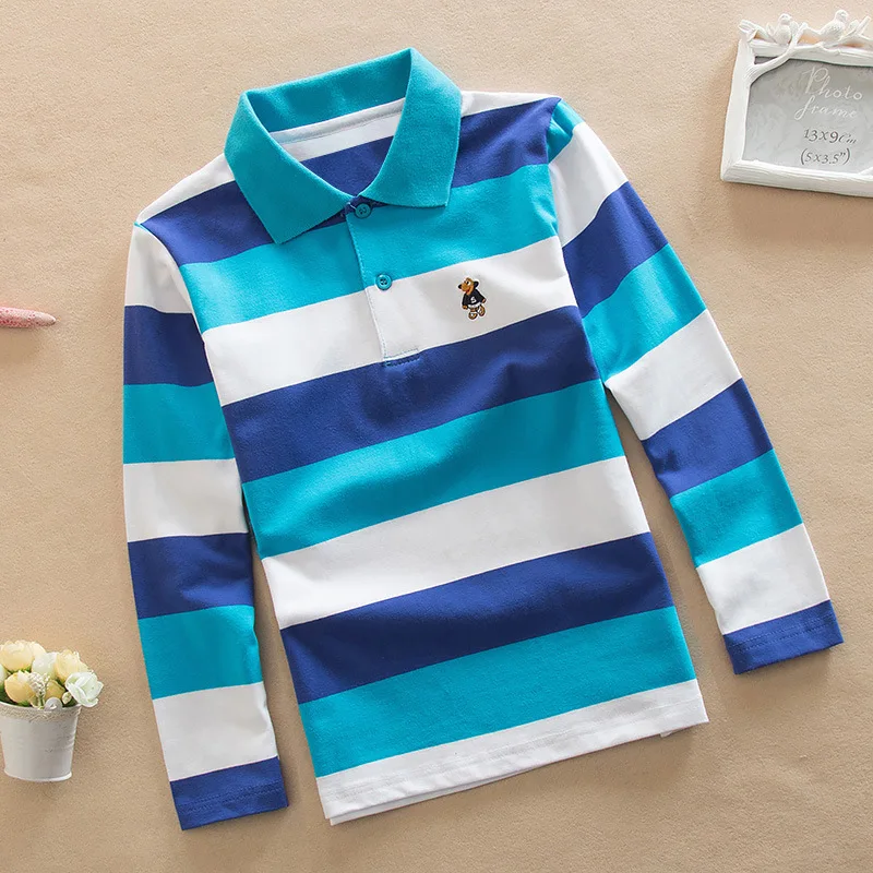 Spring and autumn boys long-sleeved T-shirt Korean T-shirt lapel polo shirt 100-170cm