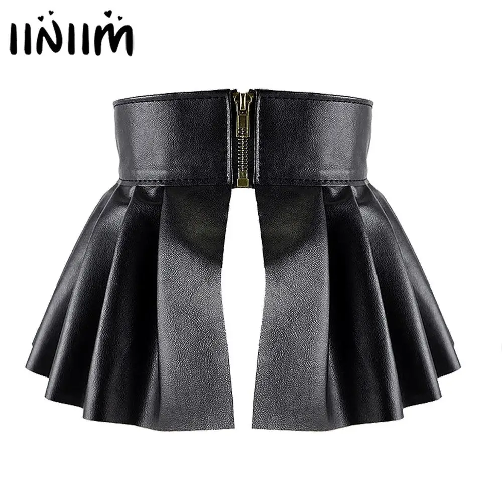 

Women Ladies Sexy Mini Skirts Ladies Faux Leather Pleated Skirts Split Embellished Studded A-Line Mini Skirt Rave Party Clubwear