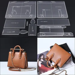 Acrylic Stencil Leather Handmade Craft Women`s Shoulder Bag Sewing Pattern Template Sewing Accessories with Holes 29.5x24x10cm