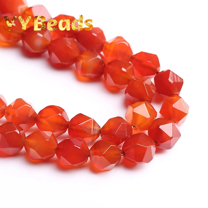 5A Quality Genuine Faceted Red Agates Beads Carnelian Stone Loose Charm Beads For Jewelry Making Bracelets For Women 6 8 10 12mm