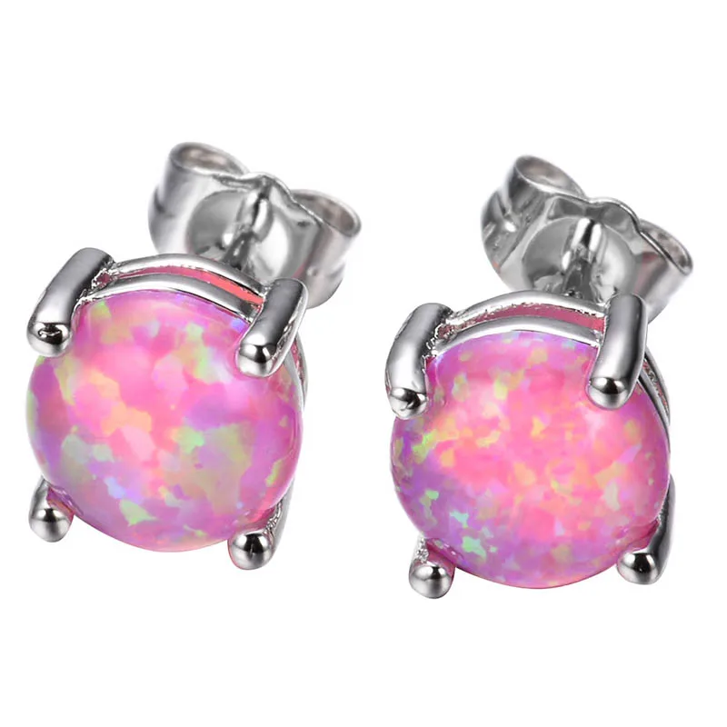 Cellacity 8 colors optional Opal Silver 925 Jewelry Gemstones Earrings for Women Fashion Simple Ear Studs Rose Gold Color Gift