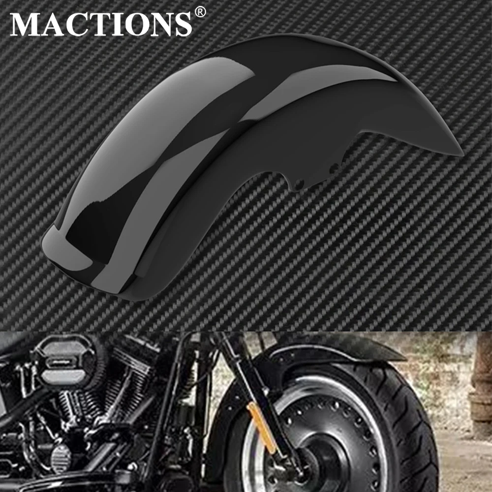 Przedni błotnik motocykla błotniki pokrywa czarny błyszczący plastik ABS dla Harley Softail Fat Boy FLSTFB FLSTF 2006-2015 2016 2017
