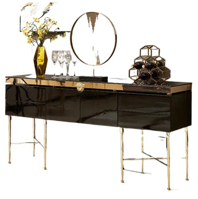 

Post-modern dining cabinet combination set minimalist metal Italian high-end Hong Kong style wind living room furniture