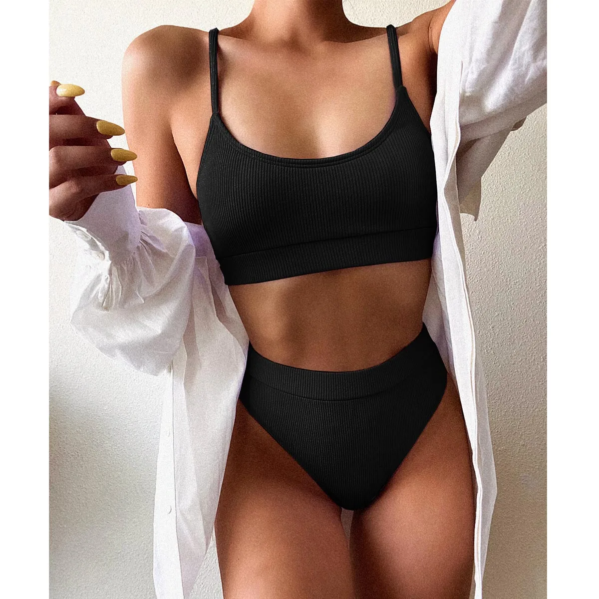 Push Up Swimsuit Female Patchwork Swimwear For Women Bathing Suit High Waist Bikini Set Sport Wear Swimming Suit Sexy Bikini