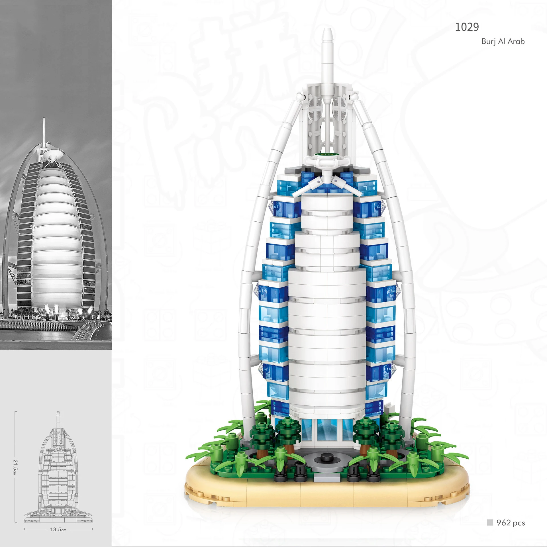 World Famous Architecure Burj Al Arab Dubai Uae Mini Block Micro Diamond Building Bricks Model Toys Nanobricks For Kids Gifts