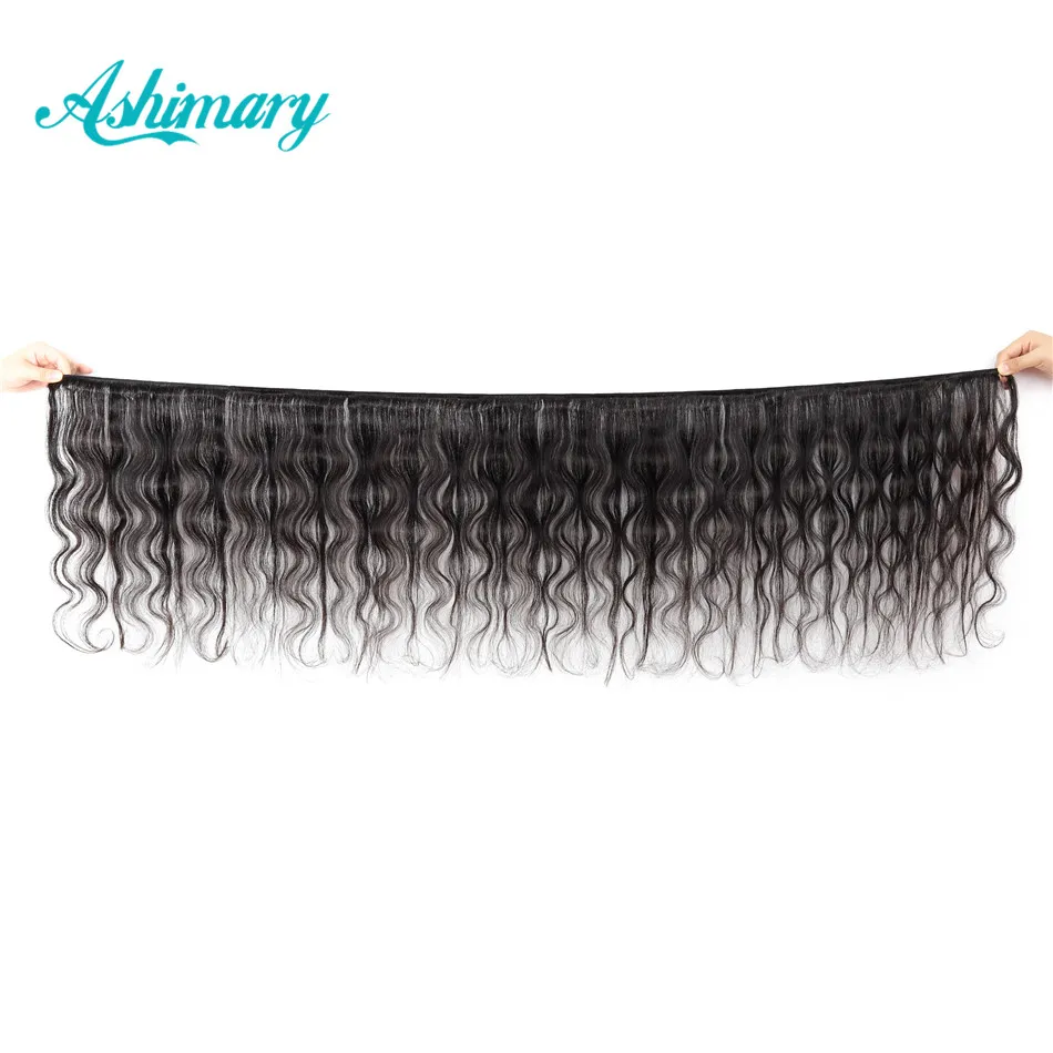 Ashimary Hair Brazilian Body Wave 1/3/4 Pcs 100% Human Hair Bundles Remy Hair Weaves 8''-28'' Natural Black Color