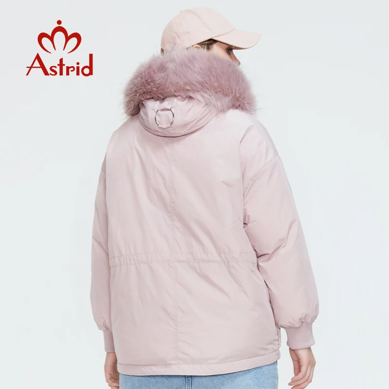 Astrid 2022 Winter Women\'s Parkas Oversize Thick Cotton warm Jackets Female Coats with Hooded Real Fur Loose Short Outerwear