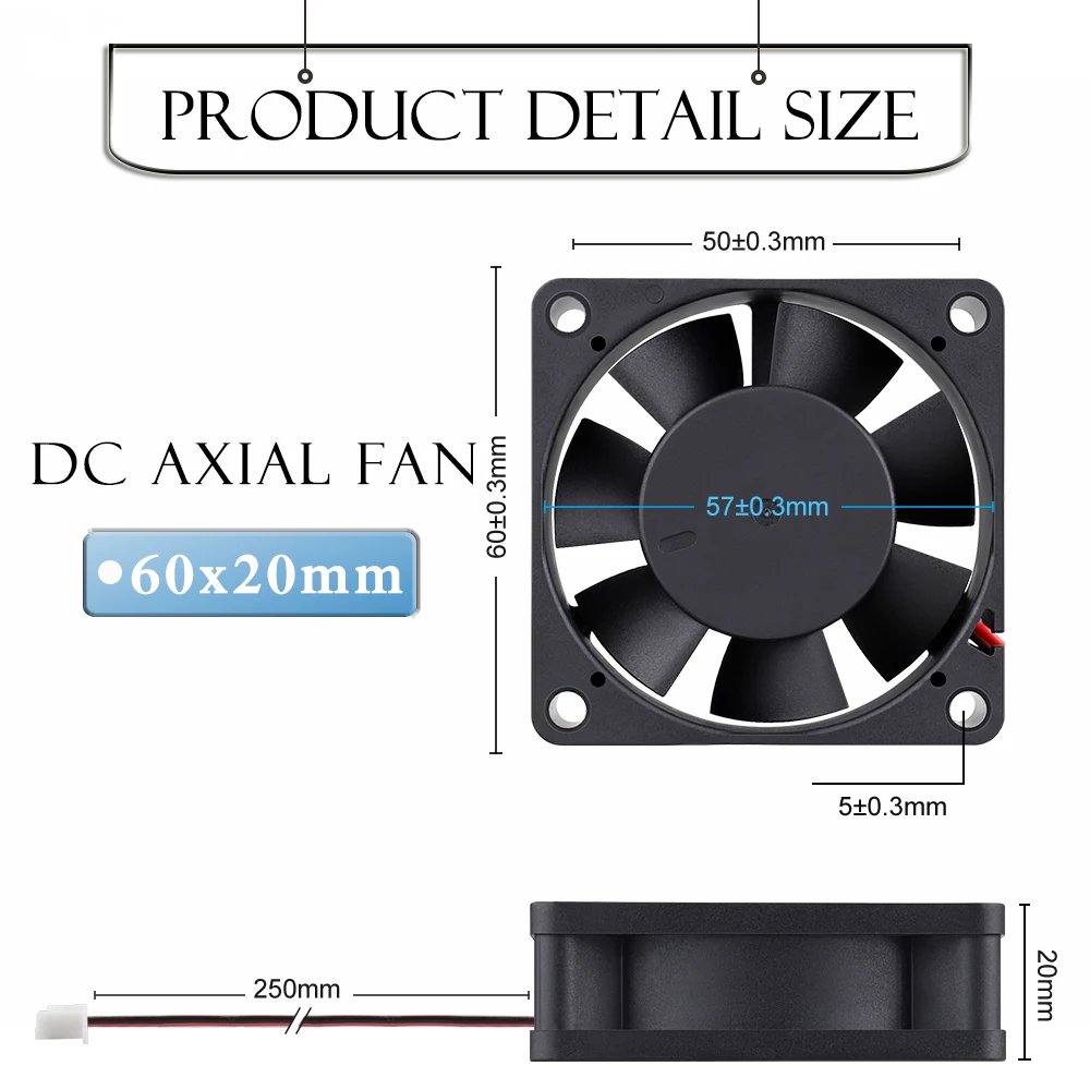 2 Pcs Gdstime 60x60x20mm 6020 12V 24V Dual Ball 3D Printer Cooler Fan 60mmx20mm Brushless Machine Equipment DC Motor Cooling Fan