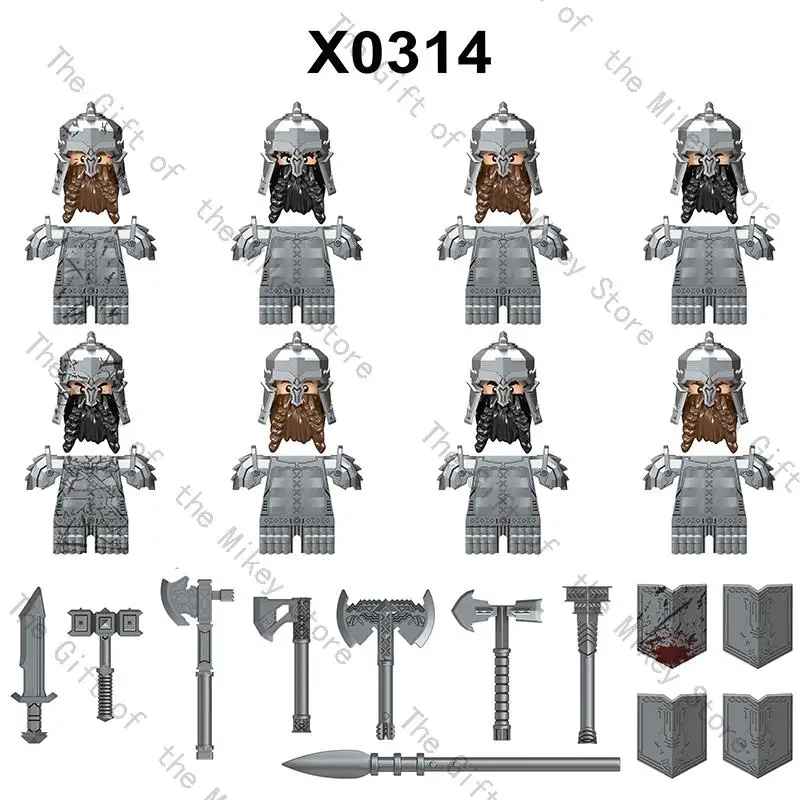 Single Sell Medieval Time Dwarf Swan Knight Elves Warrior Figures Building Blocks Accessories Weapon Toys For Kids KT1051 X0314