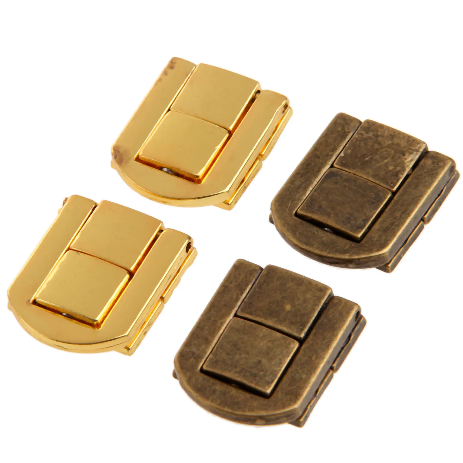 5pcs Iron Latch Hasp Hook Lock Gold/Antique Bronze screws Clasp Buckle Decor Vintage Box Case Toggle Handbag Purse 25mmx20mm