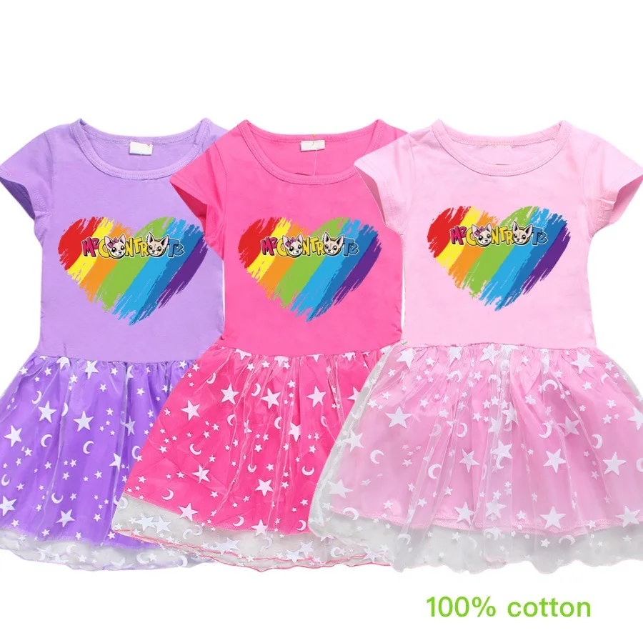 

Cotton Cute me contro te Cat Cartoon Children Kids Clothing Toddler Baby Girls Princess casual Dress Party Kids Tulle Tutu Dress