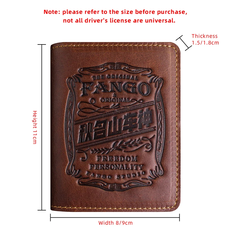 6.8*10.5cm Cow Leather Cover For Car Rights Documents Handmade Driver License Credit ID Card Holder Box For Unisex