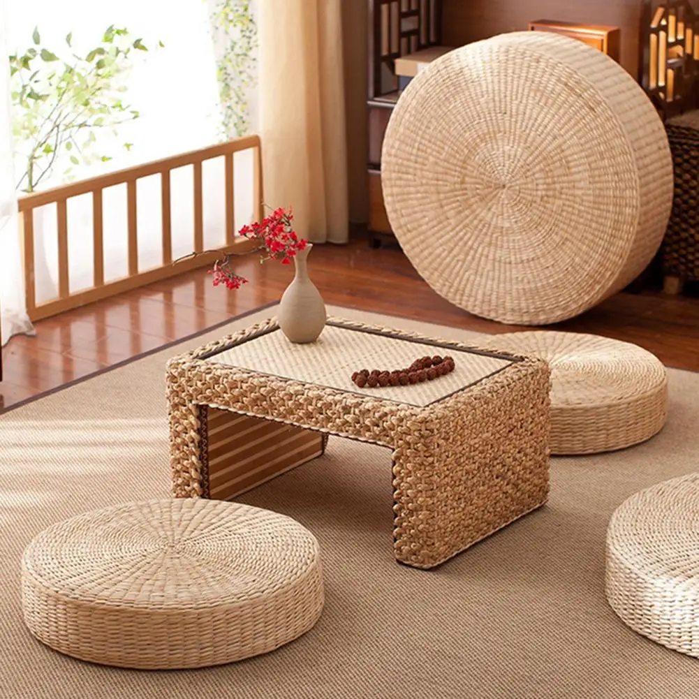 Natural Straw Seat Cushion Rustic Floor Cushion Straw Pouf Seat Meditation Home Decor Meditation Cushion Buckwheat Seat Cushion