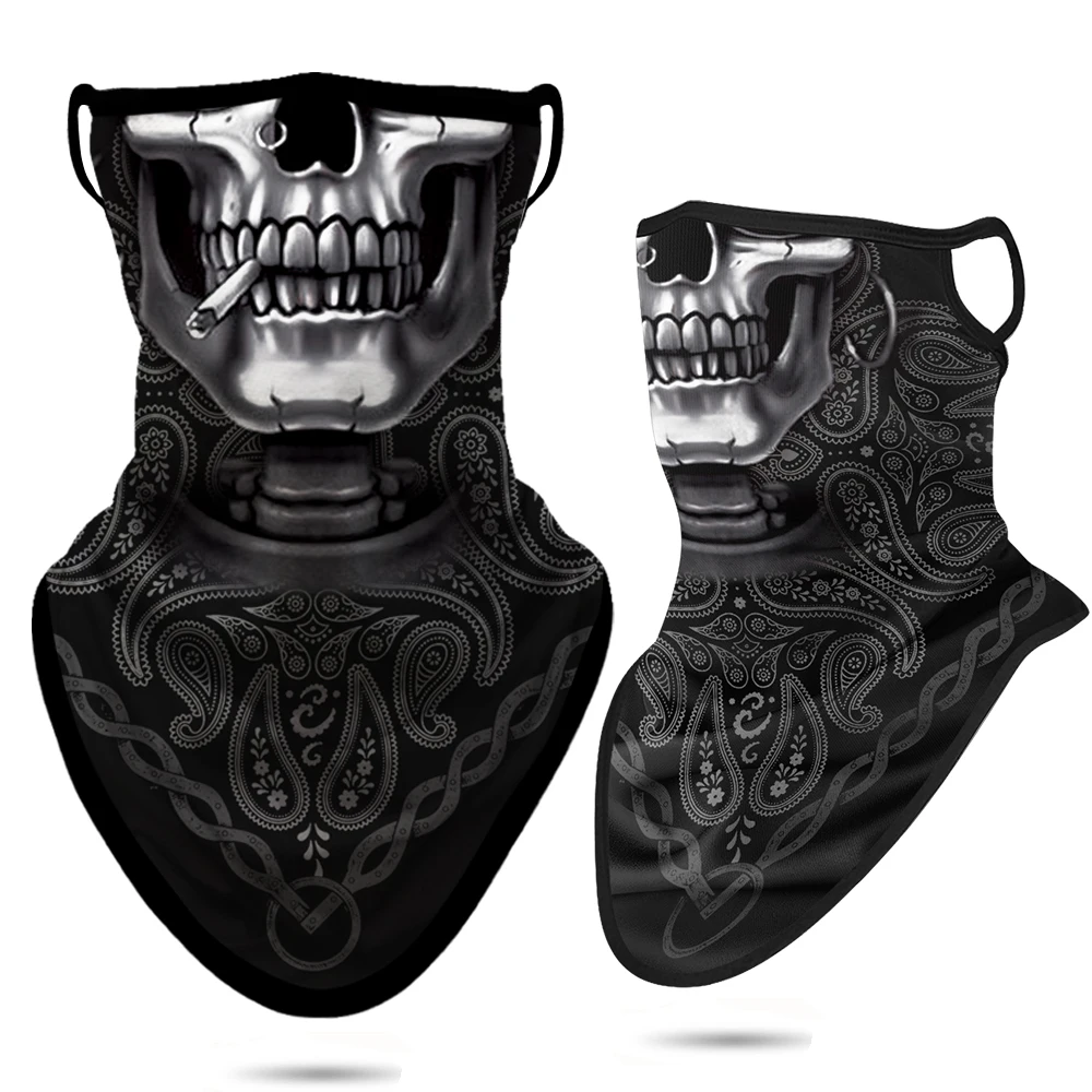 Skull Balaclava Headband Paisley Neck Gaiter Tube Mask Earloop Face Mask Windproof Bicycle Face Scarf Mask Halloween Men Women