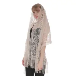 Laven White Black Catholic Head Scarf Women Kerchief Chapel Lace Church Veil Long Wedding Bride Mantilla Latin Veils for Mass