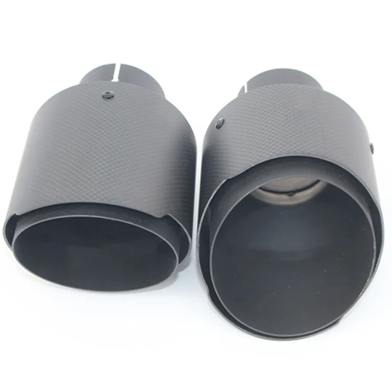 

2 шт., автомобильный карбоновый глушитель, наконечник выхлопной системы, универсальный обжимной черный глушитель из нержавеющей стали, насадка