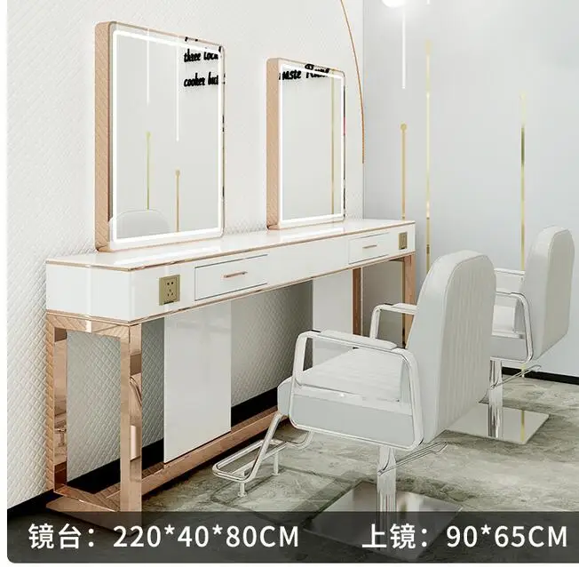 Web celebrity barbershop mirror table with light hairdresser mirror cabinet integrated hair salon special ironing