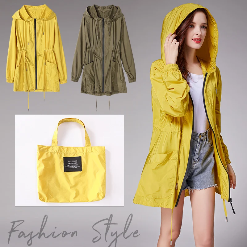 Imperméable de pluie à la mode pour femme, taille courte, coupe-vent léger, veste d'eau de voyage portable