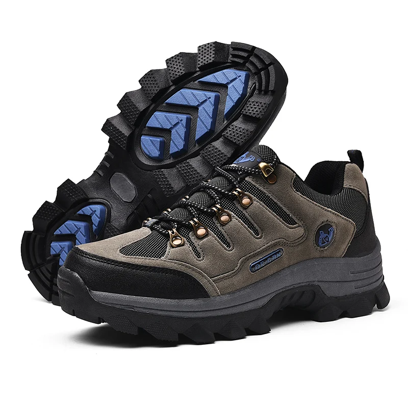 Zapatos informales de cuero para hombre, zapatillas de Trekking con cordones, antideslizantes, cálidas, estilo vaquero, para exteriores, verano e