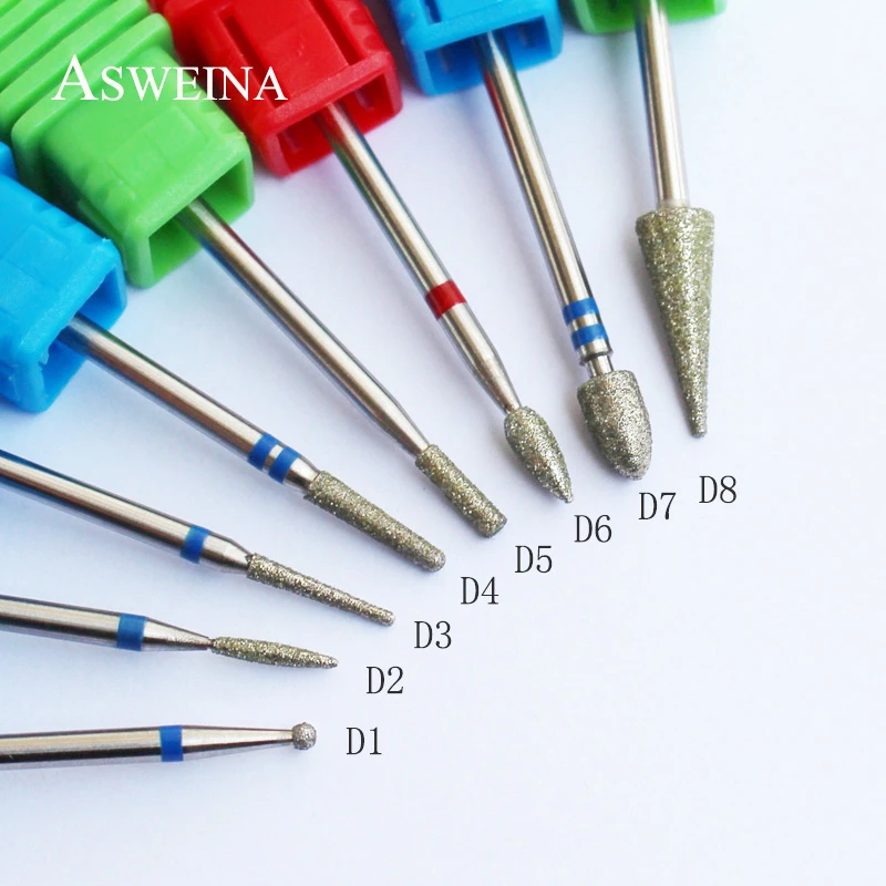 ASWEINA 8 Type Diamond Nail File Drill Bit Burr Milling Cutter Manicure Electric Nail Drill Machine Nail Accessories