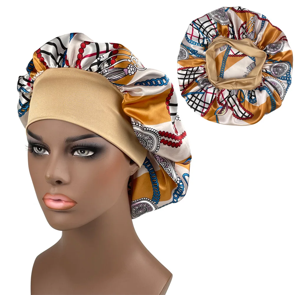 Große Größe Satin Bonnet Paisley Print Bonnets für Frauen Mützen Frauen Hut Schlaf Nacht Kappe Designer Bonnets Lange Geflecht Hut – Detail 9