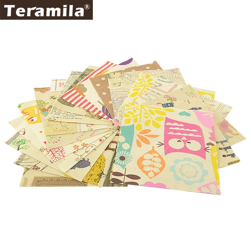 Teramila Tela di Cotone Tessuto di Lino Fabric20 Pcs/Lot 12x12cm Telas Tissus FAI DA TE Fatti A Mano Da Cucire Zakka Cuscino trapunte E Piumoni Borsa Patchwork