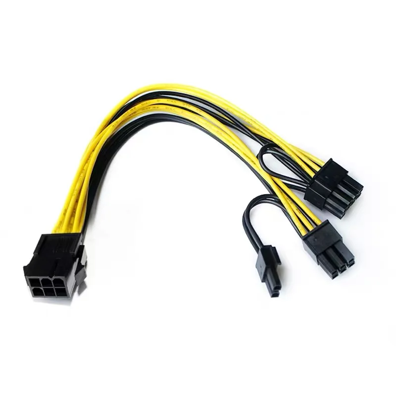 CPU 8 핀-PCIE 듀얼 2x8 핀 PCI-익스프레스 (6 + 2) 핀 Y 스플리터 채굴 GPU 그래픽 카드 전원 공급 케이블 코드, 18AWG 20cm