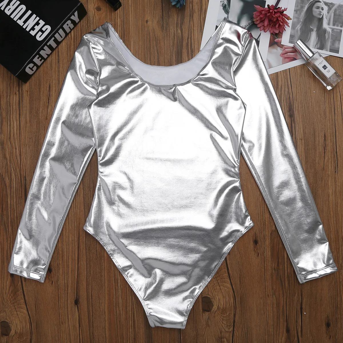 AqLeotard D.lique en Cuir Verni pour Femme, Tenue de brevde Ballet Liquide, Costume de Batterie pour Festival Rave, Spectacle Cosplay